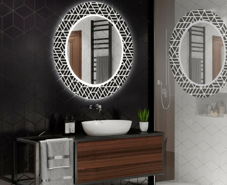 Espelho Decorativo Redondo Com Iluminação Led Para Casa De Banho - Triangless #2