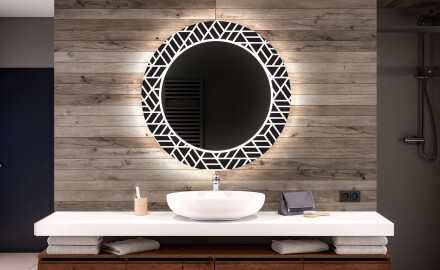 Espelho Decorativo Redondo Com Iluminação Led Para Casa De Banho - Triangless