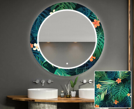 Espelho Decorativo Redondo Com Iluminação Led Para Casa De Banho - Tropical #1