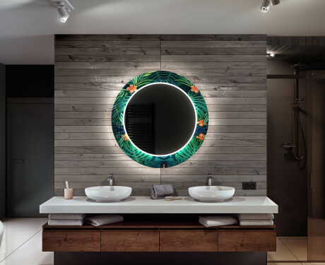 Espelho Decorativo Redondo Com Iluminação Led Para Casa De Banho - Tropical #12