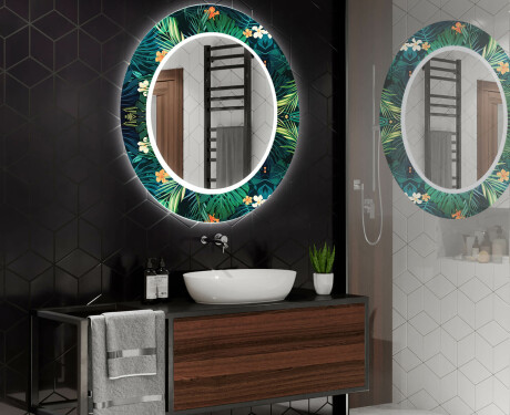 Espelho Decorativo Redondo Com Iluminação Led Para Casa De Banho - Tropical #2