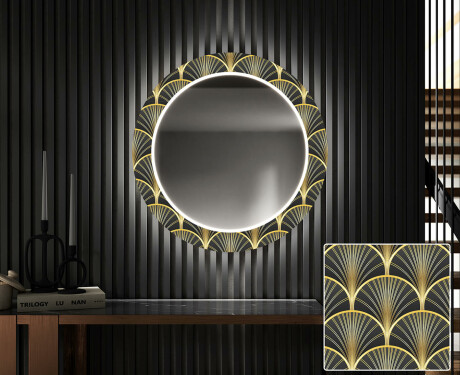 Espelho Decorativo Redondo Com Iluminação LED Para O Corredor - Art Deco #1