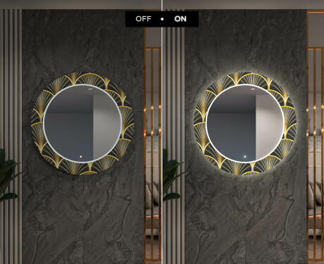 Espelho Decorativo Redondo Com Iluminação LED Para O Corredor - Art Deco #7