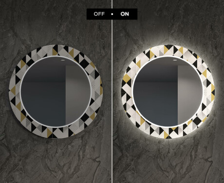 Espelho Decorativo Redondo Com Iluminação LED Para Sala De Jantar - Geometric Patterns #7