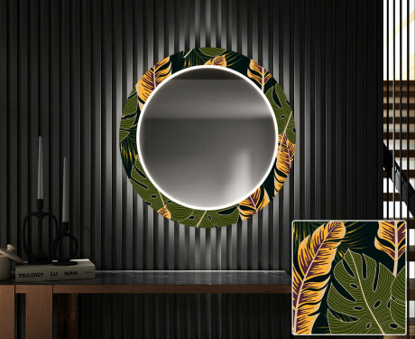 Espelho Decorativo Redondo Com Iluminação LED Para O Corredor - Botanical Flowers