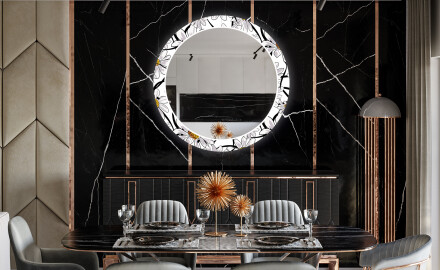 Espelho Decorativo Redondo Com Iluminação LED Para Sala De Jantar - Chamomile