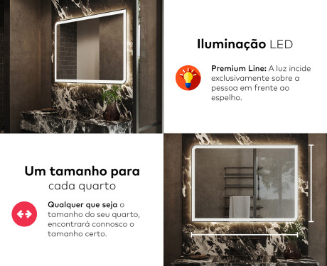 Espelho Para Casa De Banho Com Iluminação LED L146 #5