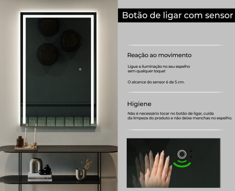 Vertical espelho com iluminação LED L11 para casa de banho #6