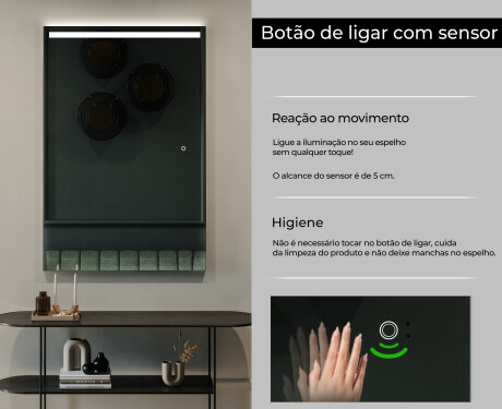 Vertical espelho com iluminação LED L12 para casa de banho #6