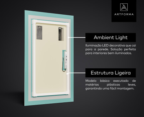 Vertical espelho com iluminação LED L15 para casa de banho #3
