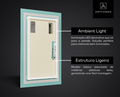 Vertical espelho com iluminação LED L57 para casa de banho #3