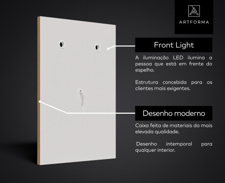 Vertical espelho com iluminação LED L02 para casa de banho #6
