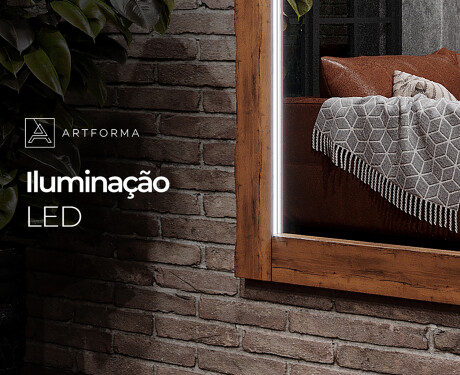 Vertical espelho com moldura em carvalho e iluminação LED L225 #4