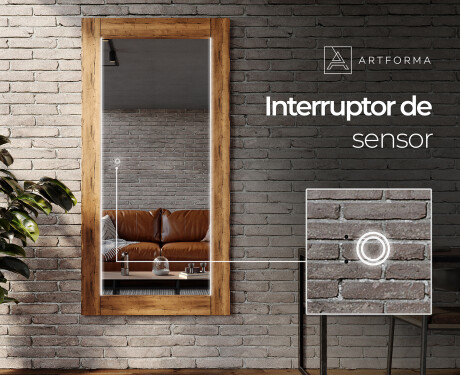 Vertical espelho com moldura em carvalho e iluminação LED L225 #6