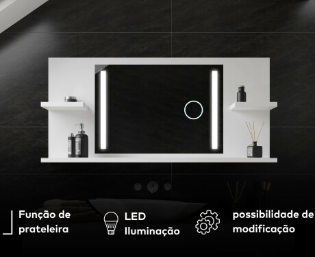 Espelho Com Iluminação E Prateleiras LED L02 #7