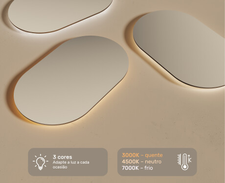 Espelho de banheiro iluminado, bicolor, interruptor touch, tapete aquecedor #3