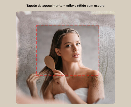 Espelho de banheiro iluminado, bicolor, interruptor touch, tapete aquecedor #5