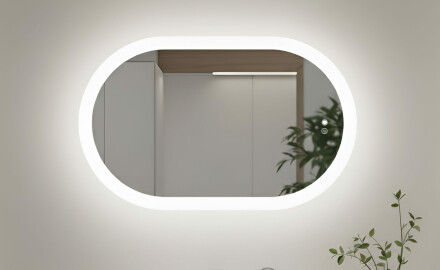 Espelho de banheiro iluminado, bicolor, interruptor touch, tapete aquecedor