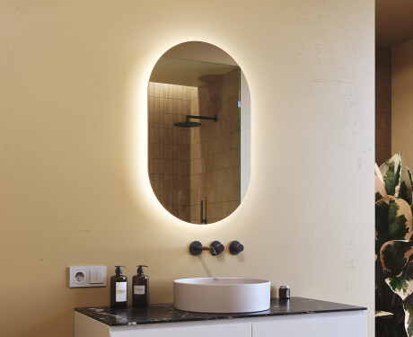 Espelho Para Casa De Banho Com Iluminação LED 50x80cm com luz LED fria de 7000K, luz quente de 3000K ou luz neutra de 4500K