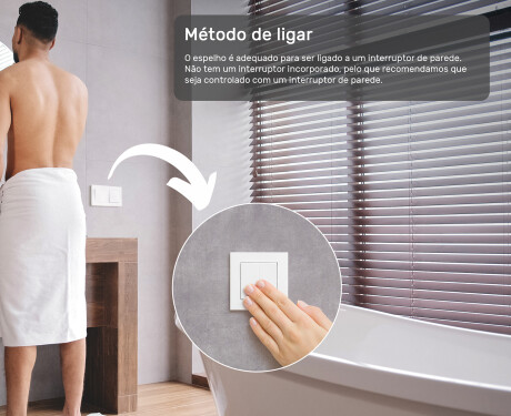Espelho Para Casa De Banho Com Iluminação LED 50x80cm com luz LED fria de 7000K, luz quente de 3000K ou luz neutra de 4500K #4