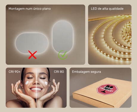 Espelho Para Casa De Banho Com Iluminação LED 50x80cm com luz LED fria de 7000K, luz quente de 3000K ou luz neutra de 4500K #5