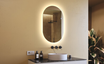 Espelho Para Casa De Banho Com Iluminação LED 50x80cm com luz LED fria de 7000K, luz quente de 3000K ou luz neutra de 4500K