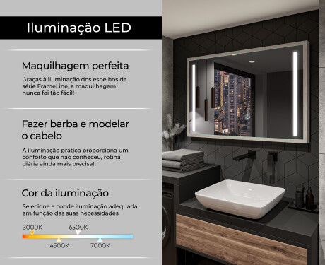 Espelho de casa de banho rectangular LED com moldura - FrameLine L02 #4