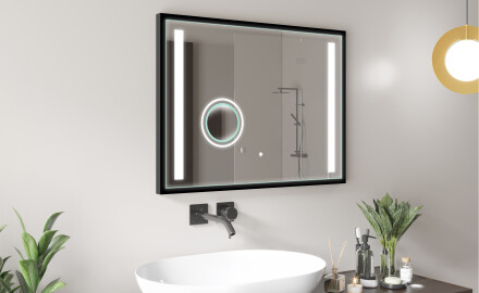 Espelho de casa de banho rectangular LED com moldura - FrameLine L02