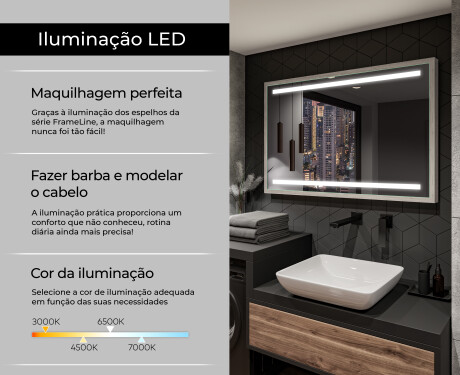 Espelho de casa de banho rectangular LED com moldura - FrameLine L09 #4