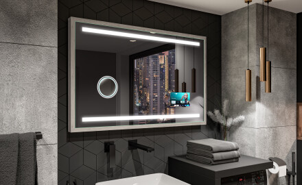 Espelho de casa de banho rectangular LED com moldura - FrameLine L09