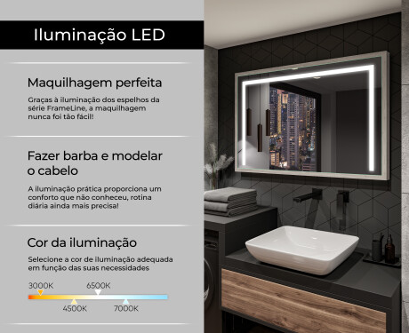 Espelho de casa de banho rectangular LED com moldura - FrameLine L11 #4