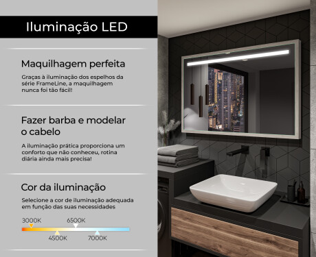 Espelho de casa de banho rectangular LED com moldura - FrameLine L124 #4