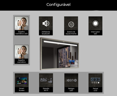 Espelho de casa de banho rectangular LED com moldura - FrameLine L124 #7