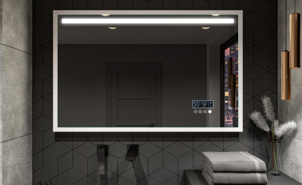 Espelho de casa de banho rectangular LED com moldura - FrameLine L124