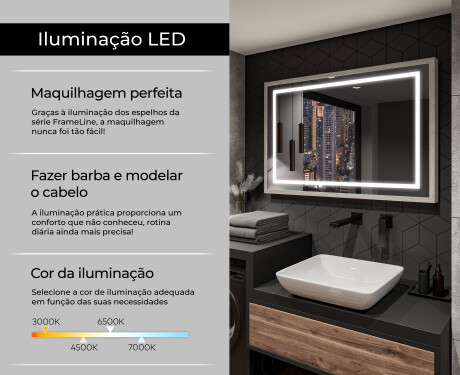 Espelho de casa de banho rectangular LED com moldura - FrameLine L15 #4
