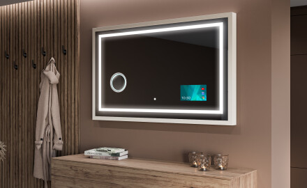 Espelho de casa de banho rectangular LED com moldura - FrameLine L15