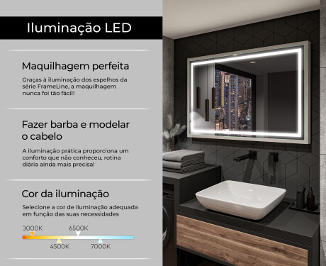 Espelho de casa de banho rectangular LED com moldura - FrameLine L49 #4