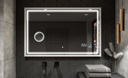 Espelho de casa de banho rectangular LED com moldura - FrameLine L49