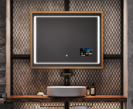 Espelho de casa de banho rectangular LED com moldura - FrameLine L61