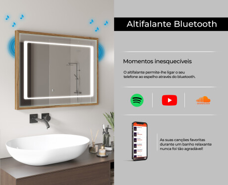 Espelho de casa de banho rectangular LED com moldura - FrameLine L61 #11