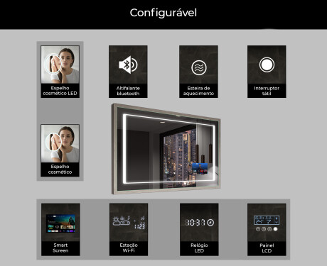 Espelho de casa de banho rectangular LED com moldura - FrameLine L61 #7