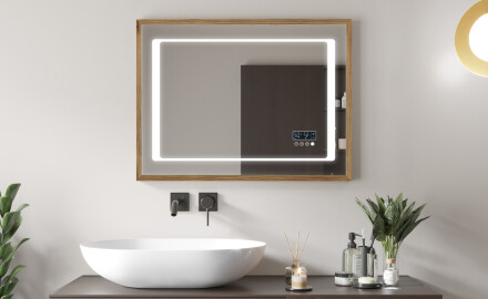 Espelho de casa de banho rectangular LED com moldura - FrameLine L61