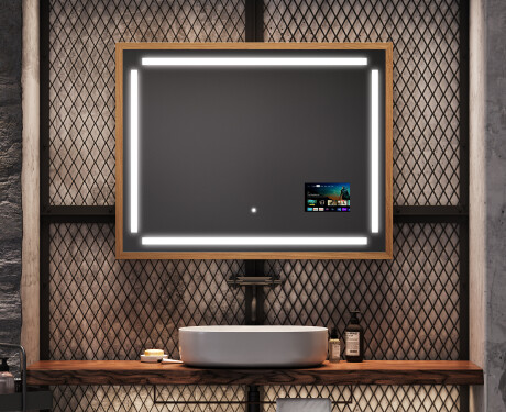 Espelho de casa de banho rectangular LED com moldura - FrameLine L124