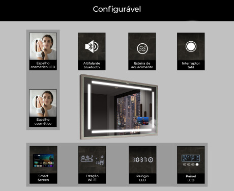 Espelho de casa de banho rectangular LED com moldura - FrameLine L124 #7