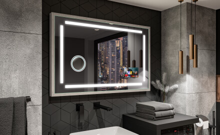 Espelho de casa de banho rectangular LED com moldura - FrameLine L124
