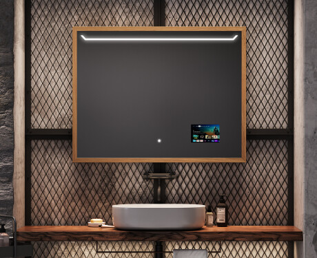 Espelho de casa de banho rectangular LED com moldura - FrameLine L128