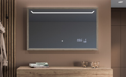 Espelho de casa de banho rectangular LED com moldura - FrameLine L128