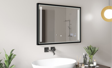 Espelho de casa de banho rectangular LED com moldura - FrameLine L131