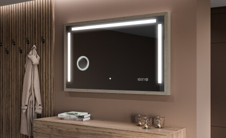 Espelho de casa de banho rectangular LED com moldura - FrameLine L134