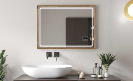 Espelho de casa de banho rectangular LED com moldura - FrameLine L137